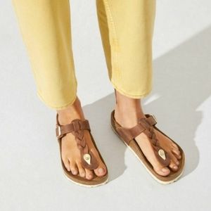 Birkenstock Gizeh Braided Cognac Oiled Leather Sandals Sz 36 New